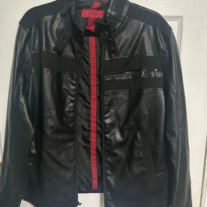Alfani Black Motorcycle Jacket with Red Highlights